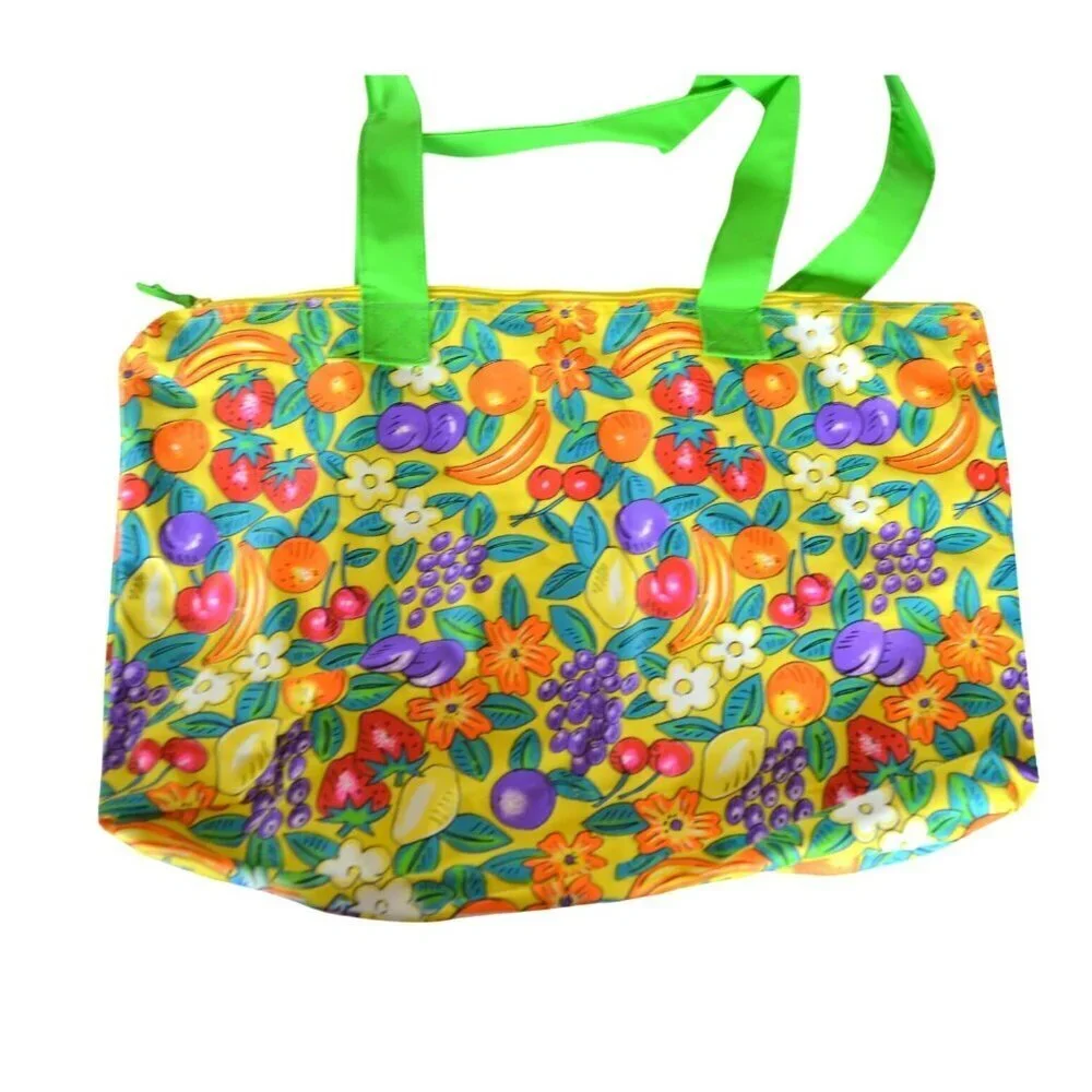 NWT Dover Kids Fruit Garden Market Summer Large Zipper Tote Bag Water Resistant